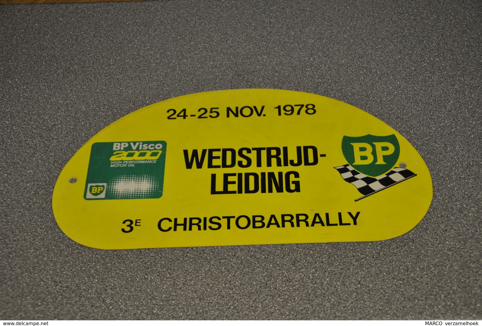 Rally Plaat-rallye Plaque Plastic: 3e Christobarrally 1978 WEDSTRIJD-LEIDING BP - Rallye (Rally) Plates