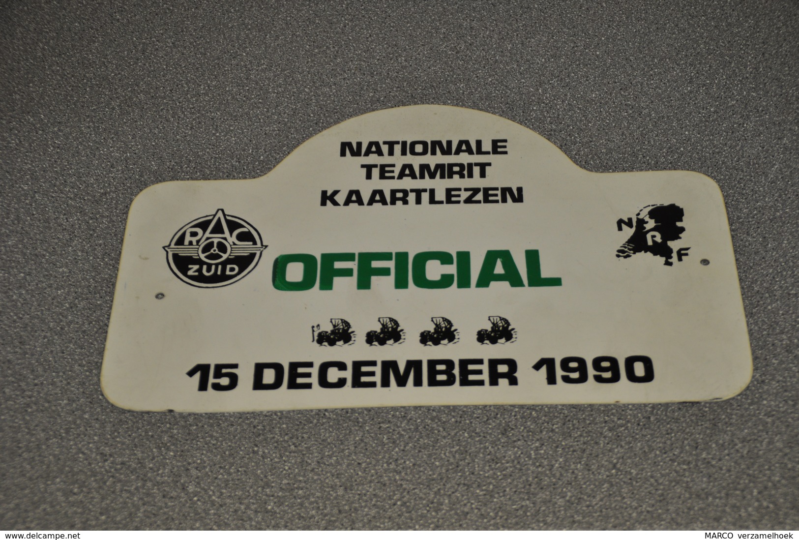 Rally Plaat-rallye Plaque Plastic: Nationale Teamrit Kaartlezen 1990 OFFICIAL RAC-zuid NRF - Rally-affiches