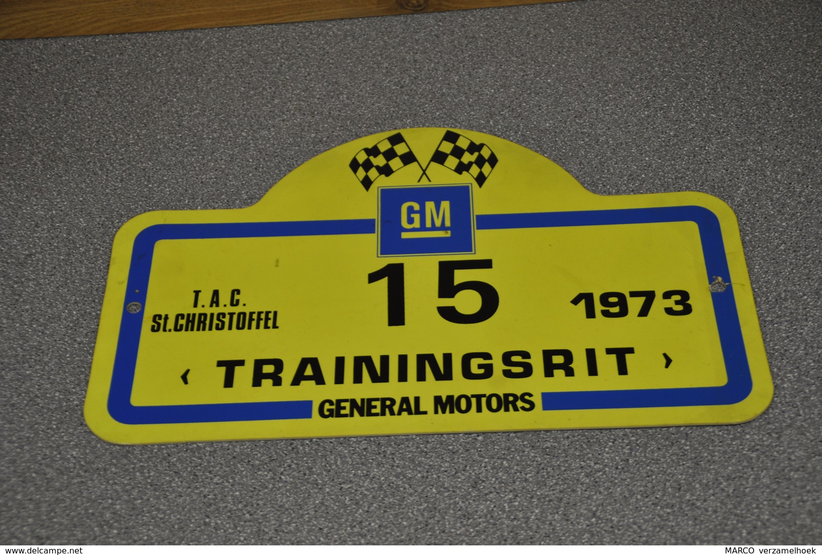 Rally Plaat-rallye Plaque Plastic: Trainingsrit Tilburgse Automobielclub 1973 GM General Motors - Rally-affiches