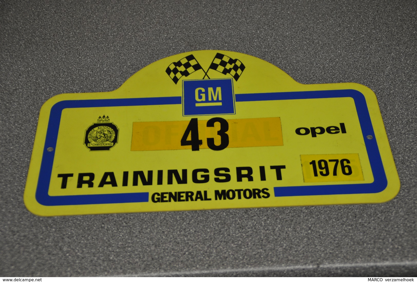 Rally Plaat-rallye Plaque Plastic: Trainingsrit Tilburgse Automobielclub 1976 Opel-GM General Motors - Plaques De Rallye