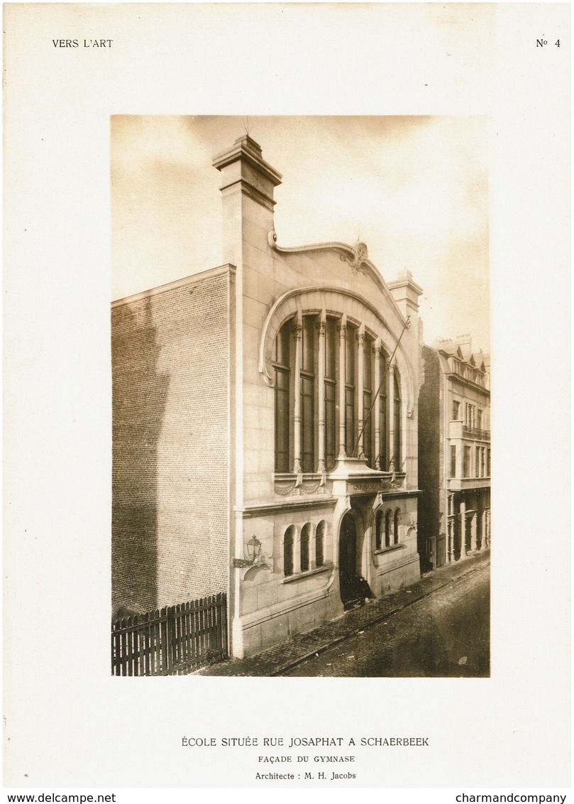 Architecture c1910 - 10 Planches VERS L'ART - Schaerbeek - Ecole rue Josaphat - détails / plans - Arch. M. H. Jacobs -