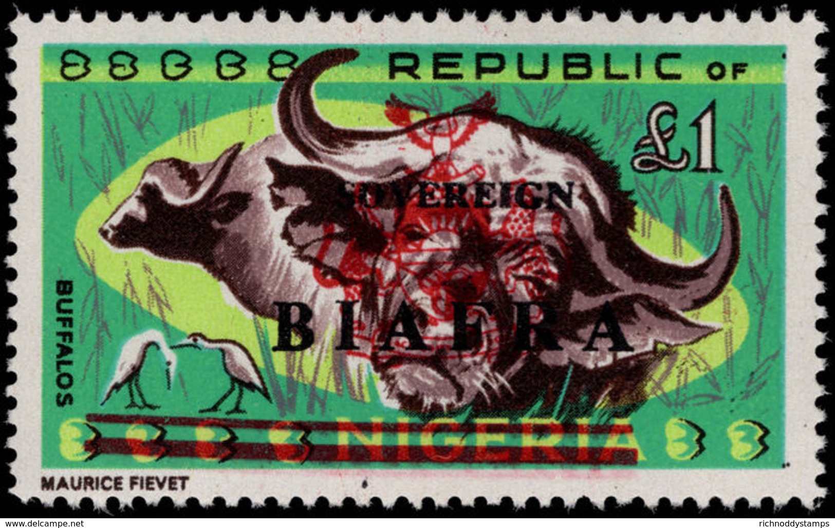 Biafra 1968 £1 African Buffalo Unmounted Mint. - Nigeria (1961-...)