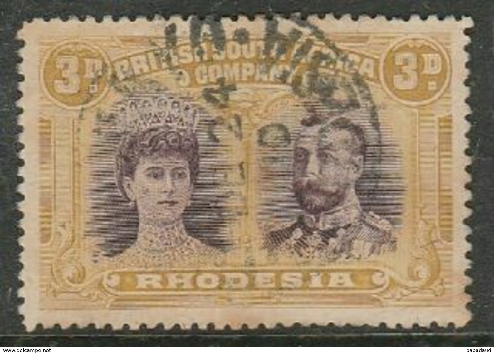 Rhodesia / B.S.A.Co.,GVR Double Head, 1910 - 1913, 6d, Perf 14, Magenta & Yellow-ochre, C.d.s. Used - Southern Rhodesia (...-1964)