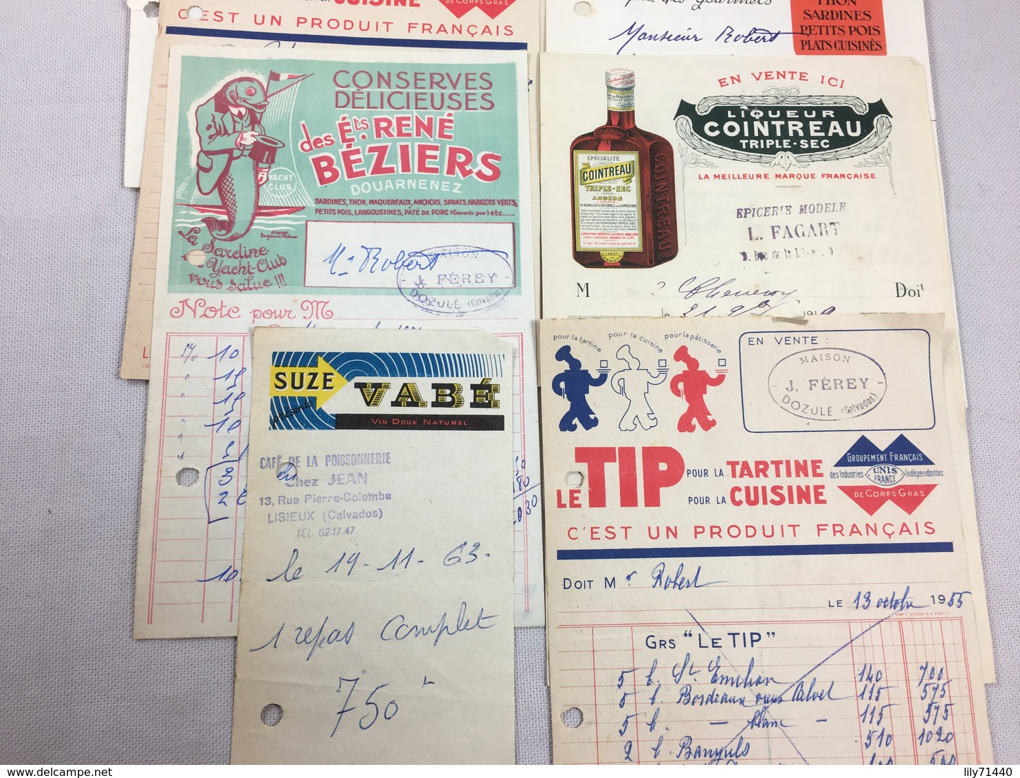 Lot De 8 Authentique Et Ancienne Facture Vintage  Cointreau Suze Bénédictine Le TIP Cassegrain Année 50/60 Old Invoice - Factures