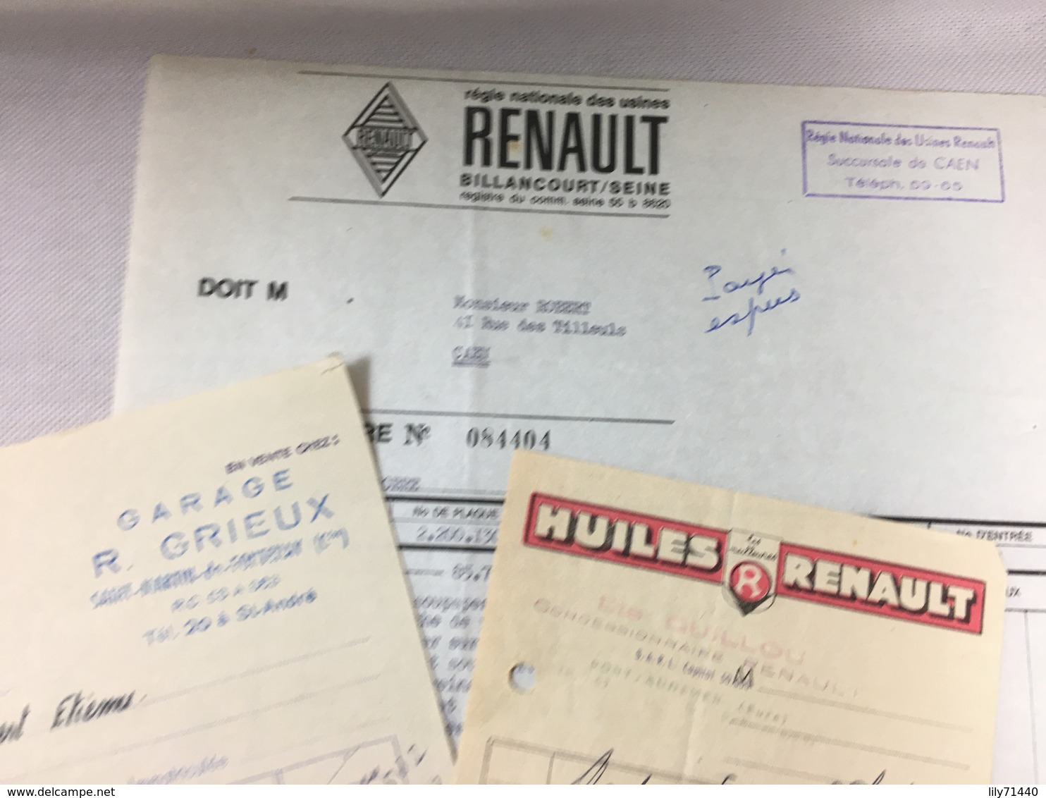 Lot De 4 X Authentique Et Ancienne Facture VintageGarage Huile Renault Igol Total Année 50/60 Old Invoice - Factures