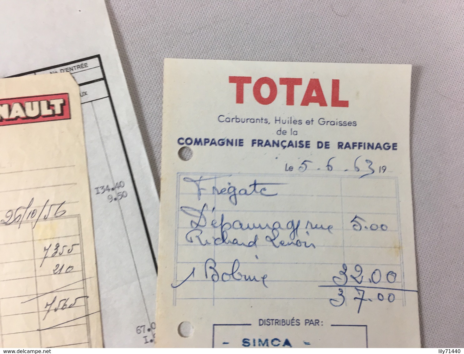 Lot De 4 X Authentique Et Ancienne Facture VintageGarage Huile Renault Igol Total Année 50/60 Old Invoice - Factures