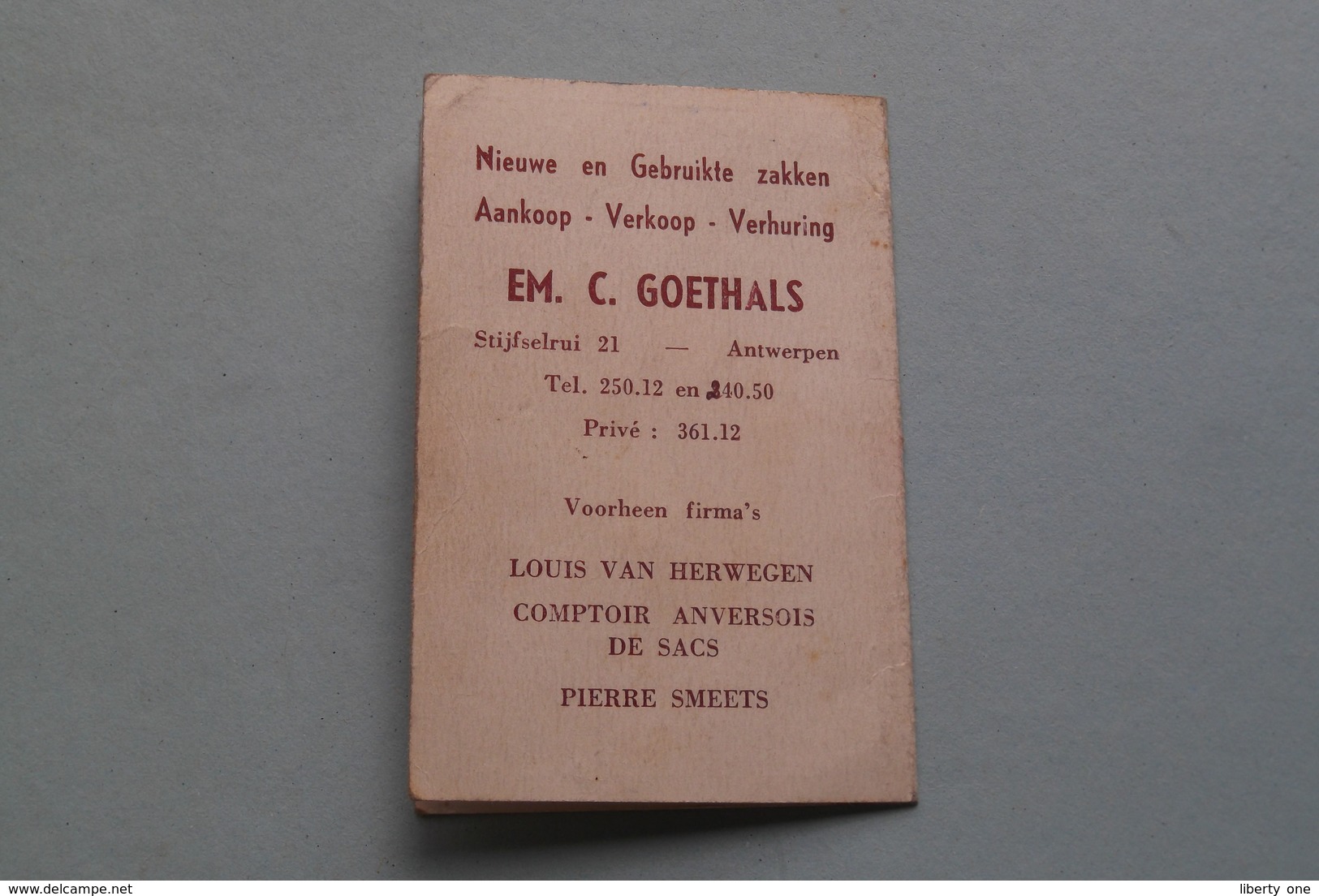 Publi / Reclame : EM. C. GOETHALS Antwerpen Stijfselrui / Nieuwe En Gebruikte Zakken ( Kalender 1947  > Zie Foto's ) ! - Petit Format : 1941-60