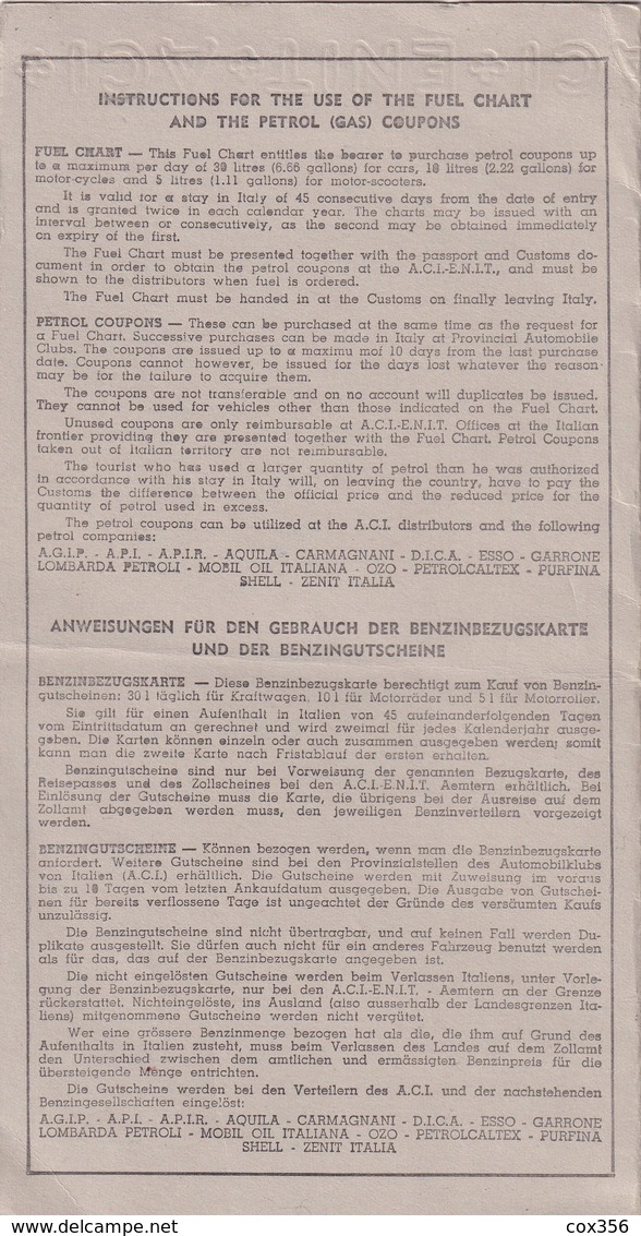 CARTA CARBURANTE 1956 Pour Un Français De FAUVILLE EN CAUX 76 - Autres & Non Classés