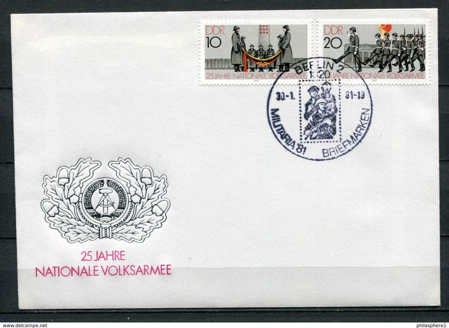 DDR Militaria Berlin Sonderstempel Briefmarken 1981  (B505) 2580/1 - Enveloppes Privées - Oblitérées