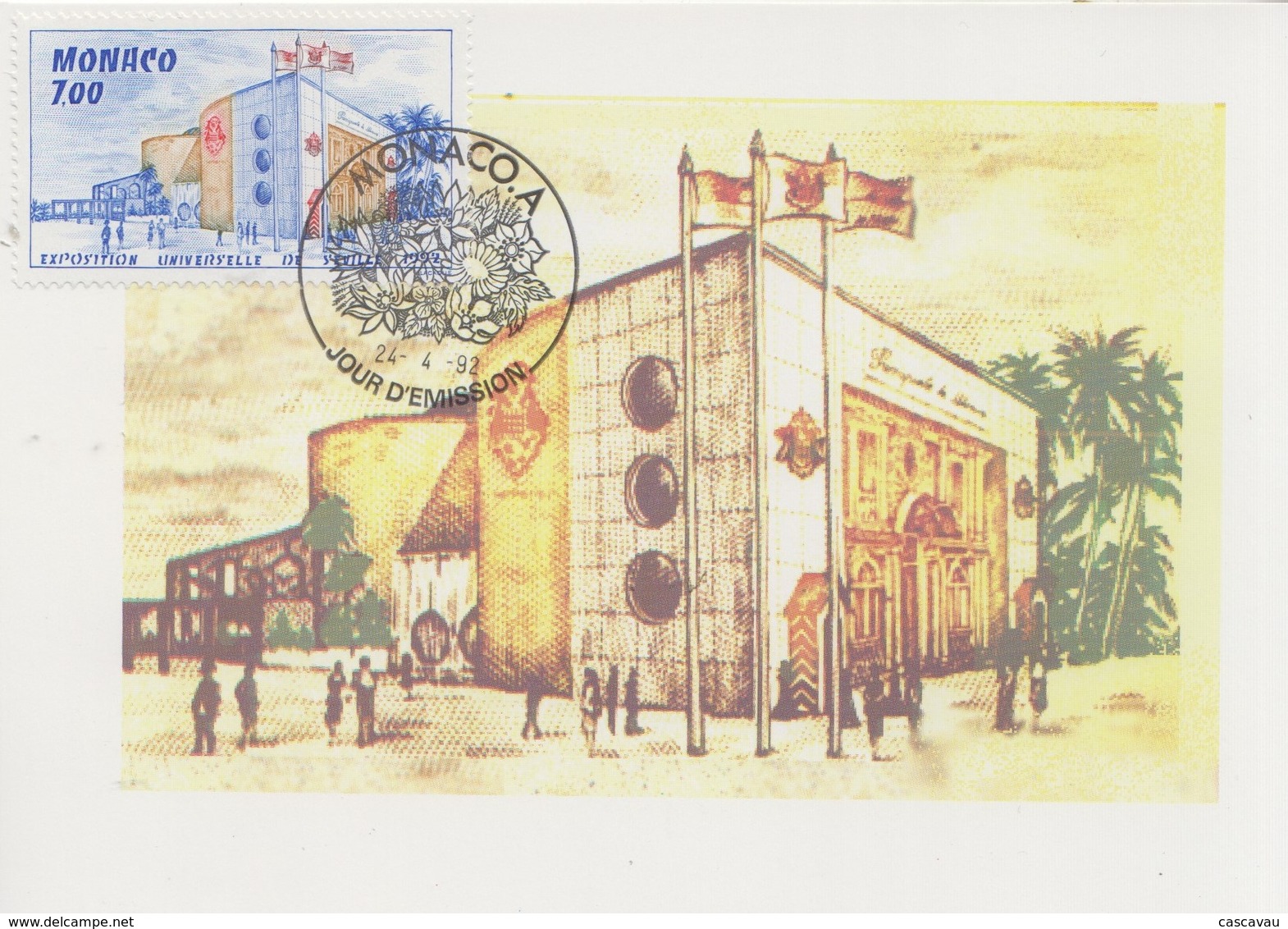 Carte  Maximum  1er  Jour    MONACO   Exposition  Universelle   SEVILLE   1992 - 1992 – Séville (Espagne)