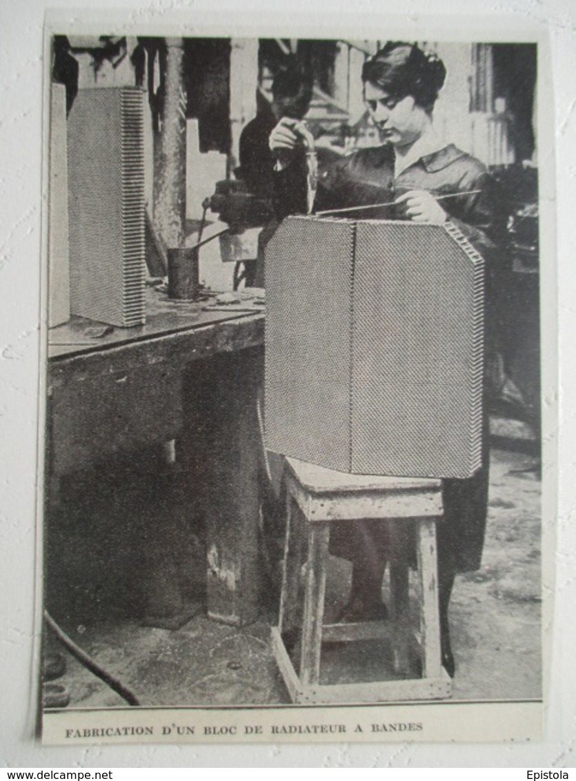 Fabrication D'un Radiateur à Bande - Camion - Coupure De Presse De 1920 - Camions