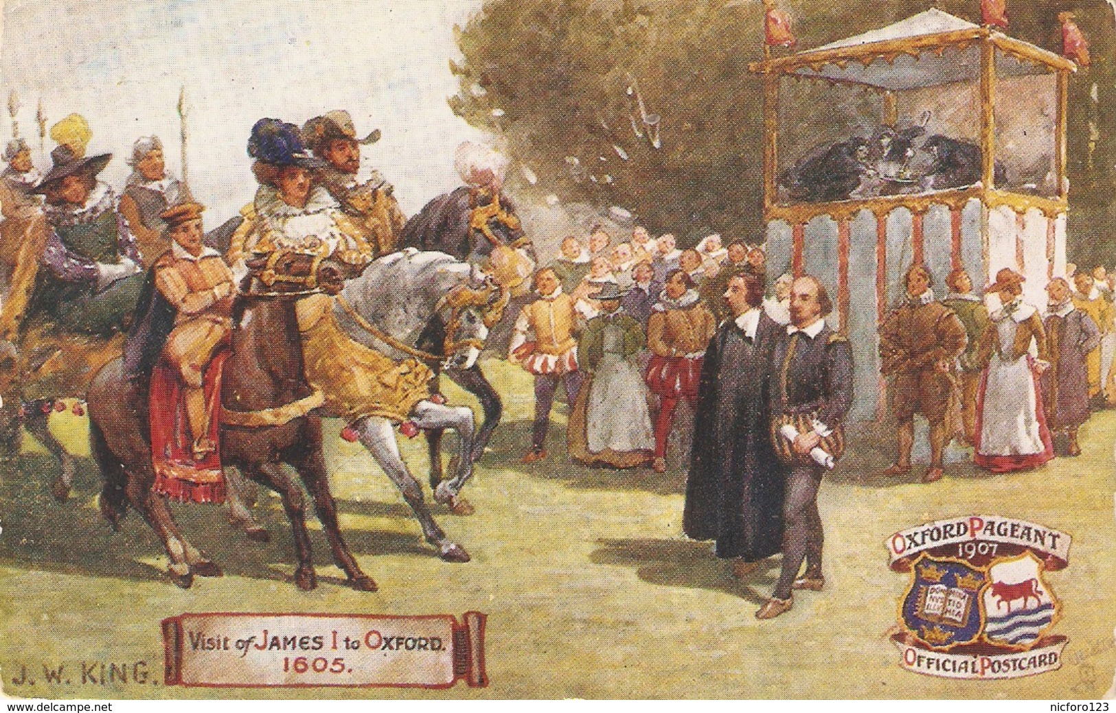 "Visit Of James I To Oxford"Tuck Oilette Oxford Pageant I Ser. PC # 9518 - Tuck, Raphael