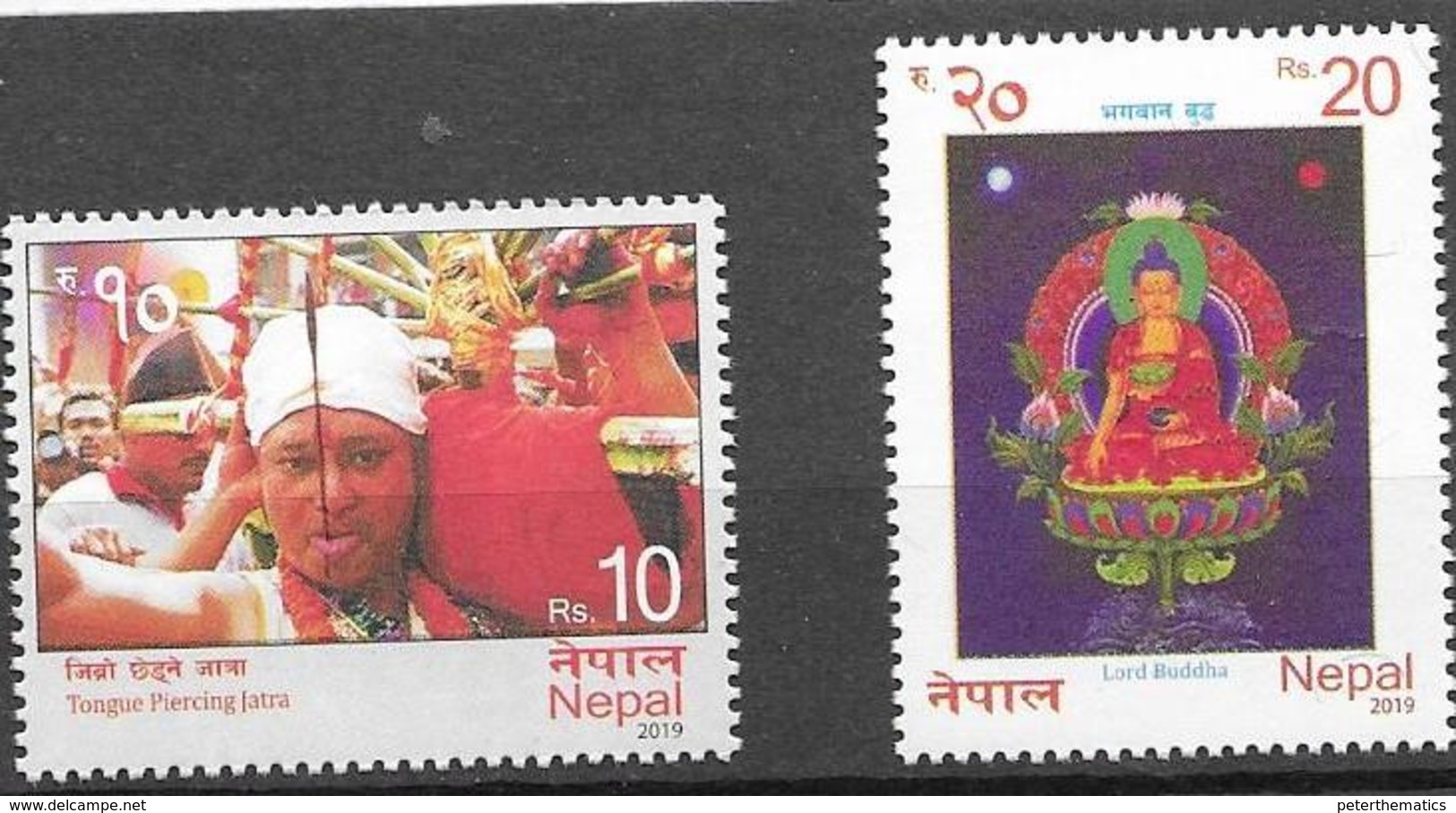 NEPAL, 2019, MNH, BUDDHISM, LORD BUDDHA, TONGUE PIERCING, 2v - Budismo