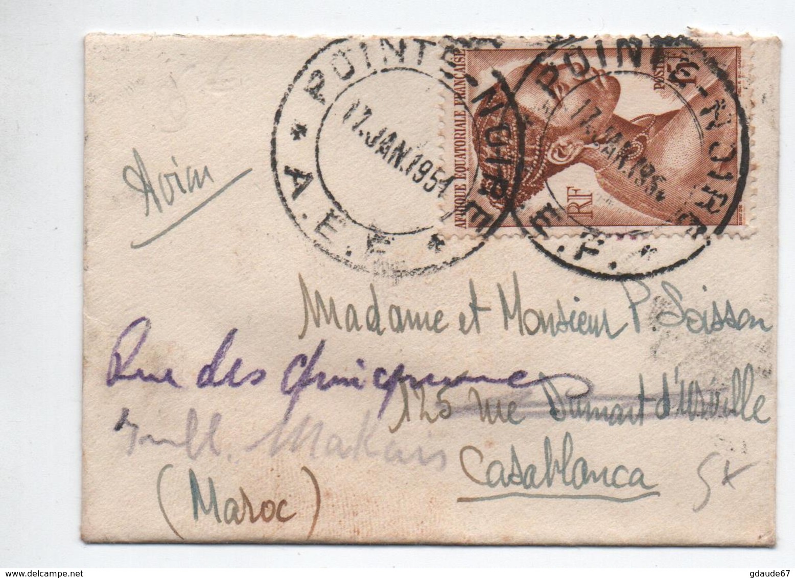 1951 - PETITE ENVELOPPE De POINTE NOIRE (AEF) Avec SEUL - Brieven En Documenten