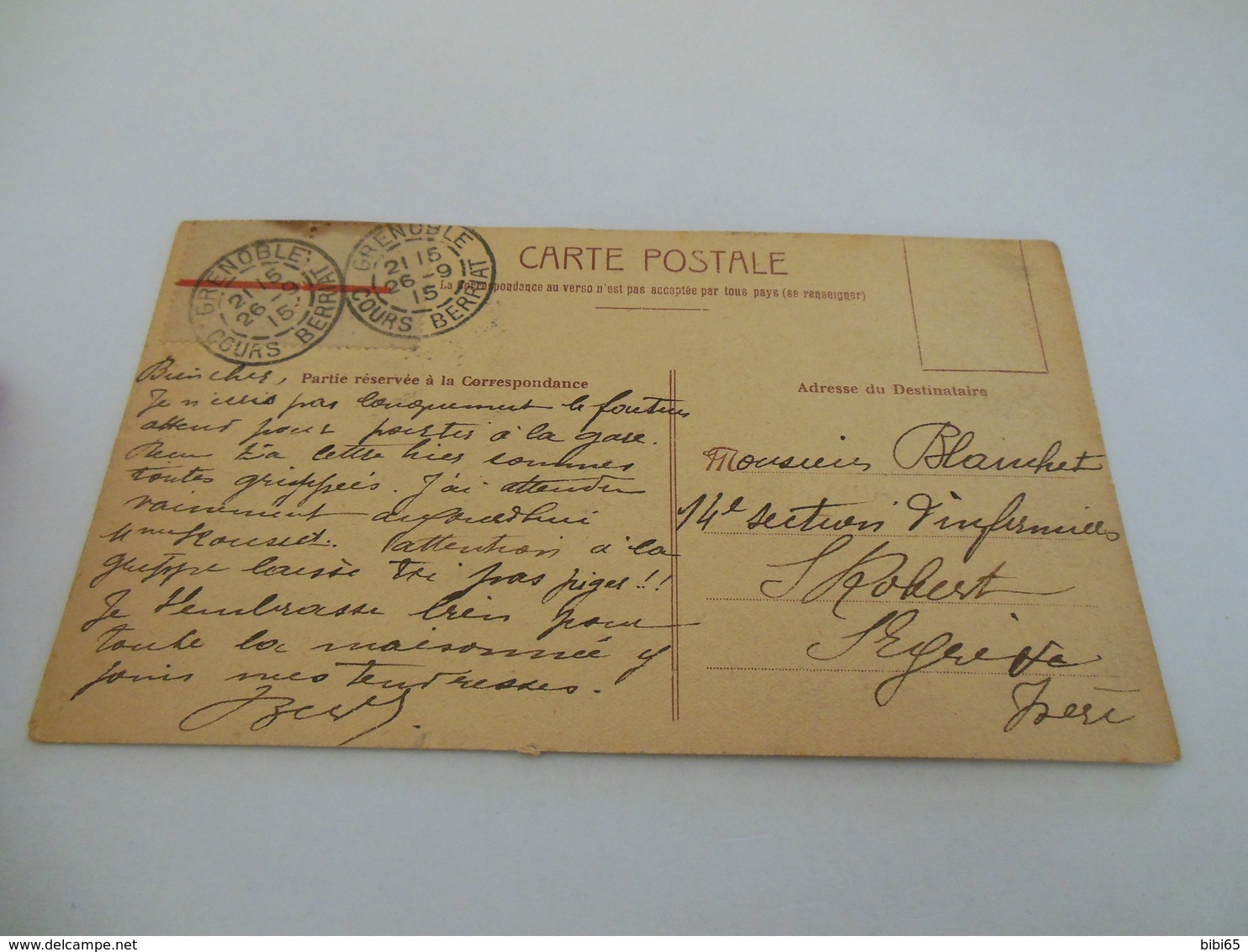 BANDELETTES DE TIMBRES POSTE OBLITERES CARTE NON TAXEE A L'ARRIVEE 26/9/15 - Cartas & Documentos