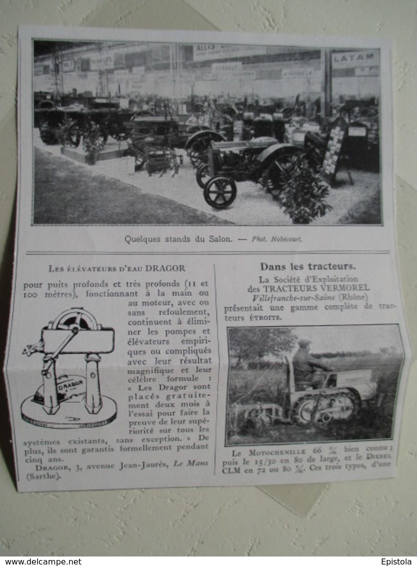 Tracteur Motochenille Moteur CLM - Ets VERMOREL à Villefranche Sur Saone (Rhone)  - Coupure De Presse De 1933 - Traktoren