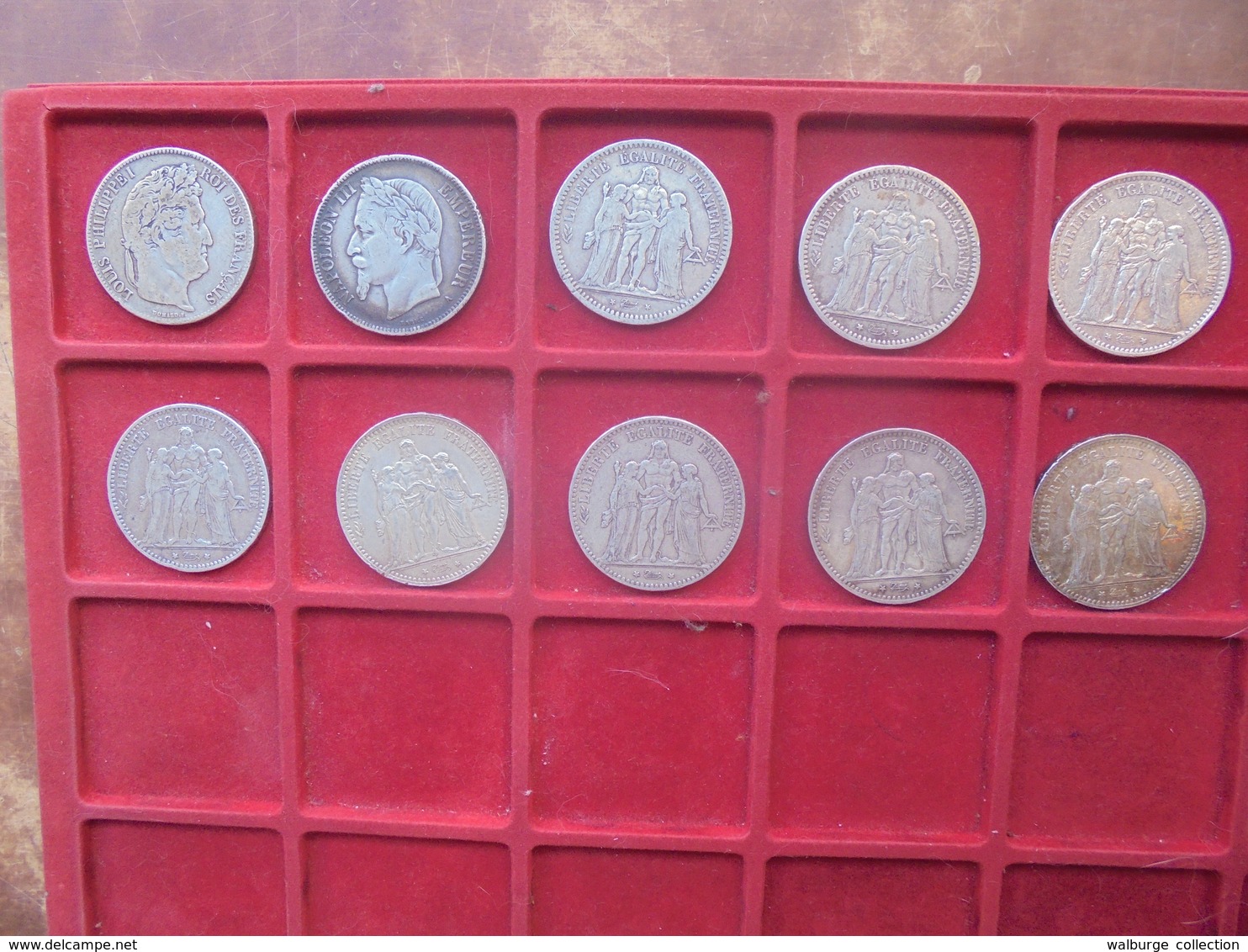 LOT 10 MONNAIES 5 FRANCS ENTRE 1837 ET 1877 -250 GRAMMES ARGENT - Collections