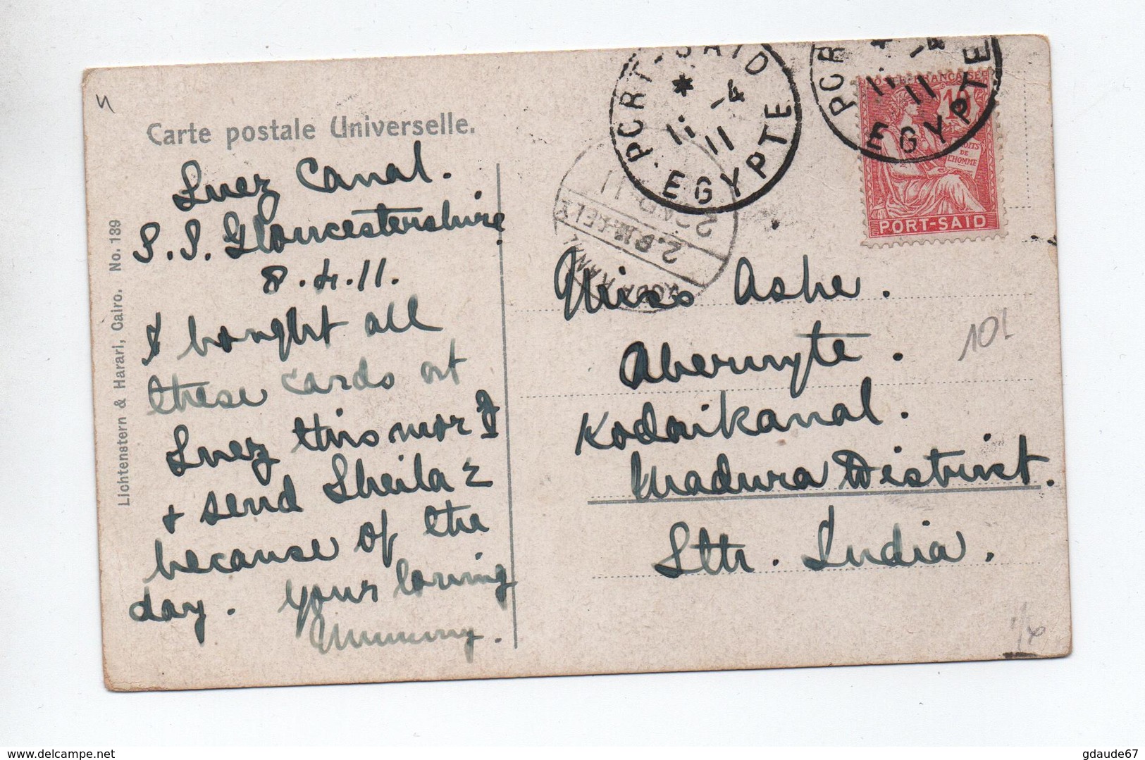 1911 - CPA De PORT SAID (EGYPTE / BFE / BUREAU FRANCAIS A L'ETRANGER) - Briefe U. Dokumente