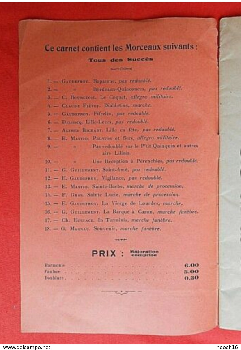 Recueil 18 Partitions Années 1920 - Fanfares Nord De La-France - Andere & Zonder Classificatie