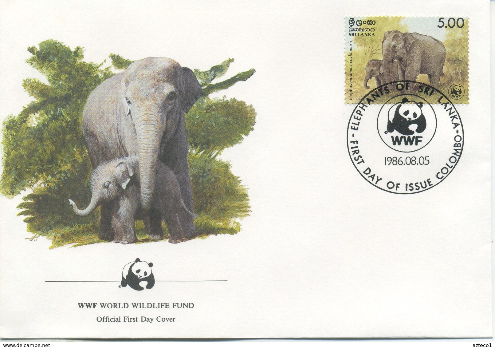 SRI LANKA - FDC 1986 - ELEFANTE - ELEPHANTS - ANIMALS - WWF - FDC