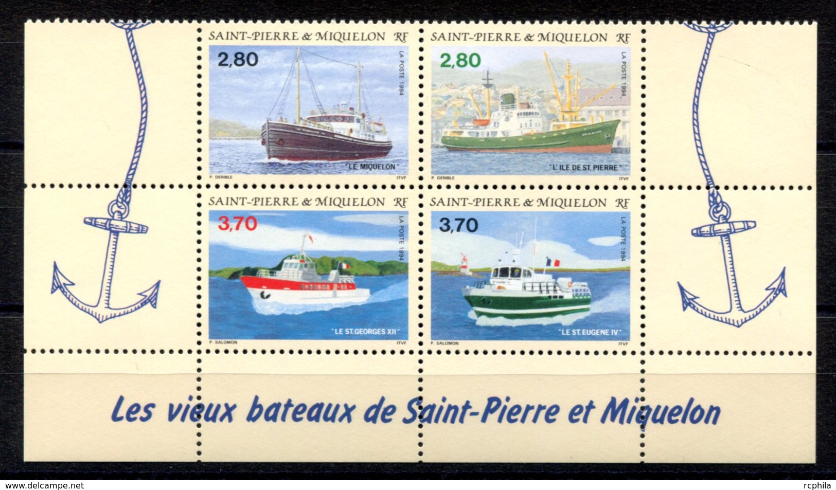 RC 16373 St PIERRE ET MIQUELON COTE 12€ N° 599 / 602 BATEAUX TIMBRES DU BLOC FEUILLET NEUF ** TB MNH VF - Nuevos