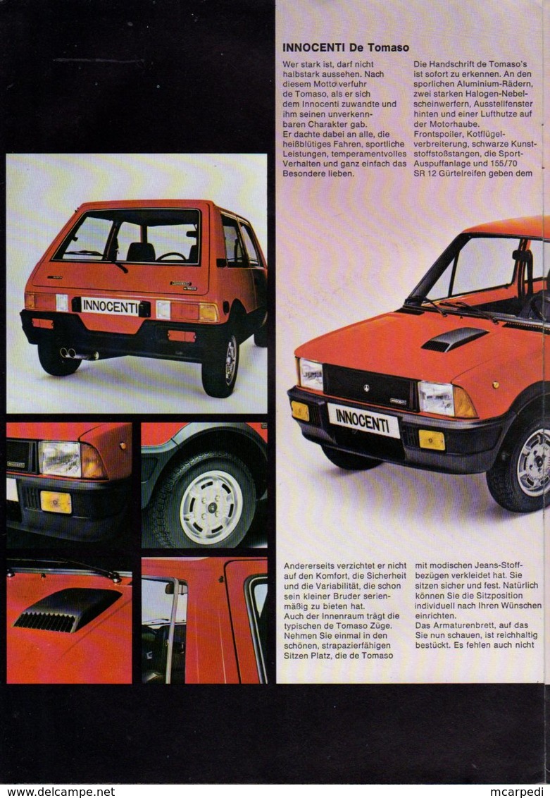 < Automobile Auto Voiture Car >> Publicité Folder Dépliant 12p, Innocenti 90L & De Tomaso, Allemagne 03/80 - Collections