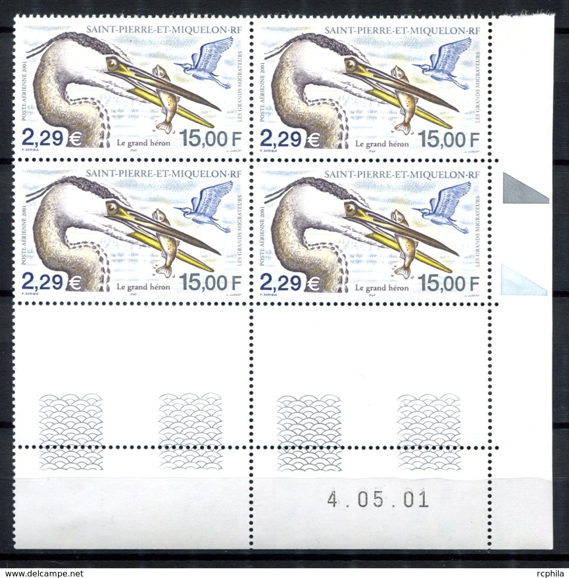 RC 16380 St PIERRE ET MIQUELON N° 81 GRAND HÉRON BLOC DE 4 COIN DATÉ NEUF ** TB MNH VF - Unused Stamps