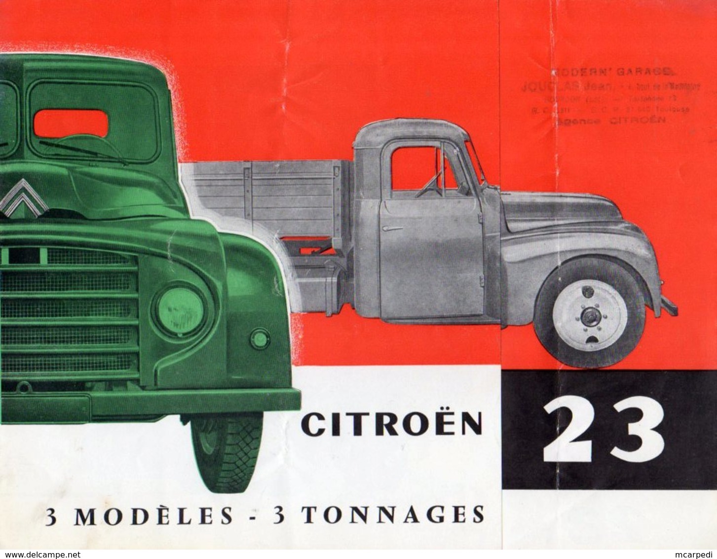 < Automobile Auto Voiture Car >> Publicité Folder Dépliant 6p. Citroën Camion 23, France 11/1958 - Collections