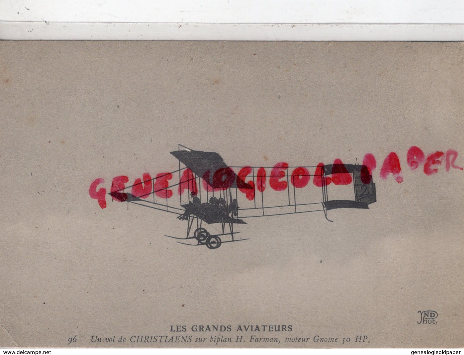 AVIATION - UN VOL DE CHRISTIANENS SUR BIPLAN H. FARMAN MONTEUR GNOME 50 HP- AVIATEUR  AVION - Aviateurs