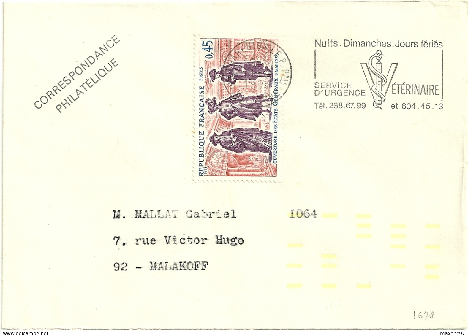 Lettre De 1971 Avec Marque D'indexation Jaune - Storia Postale