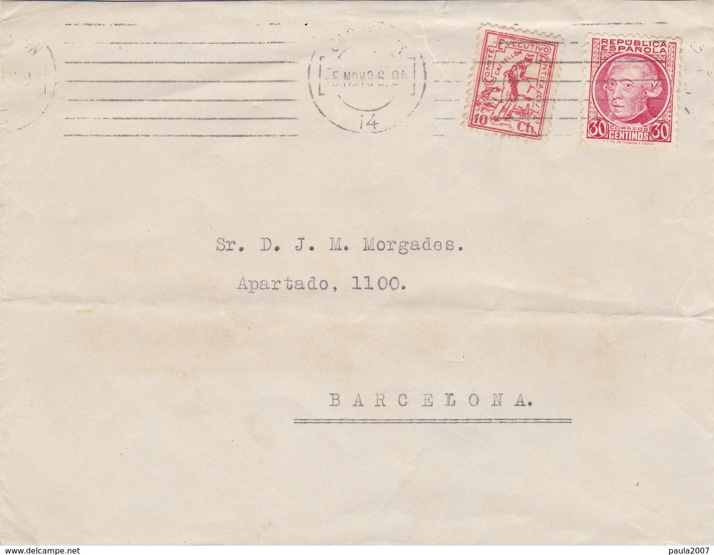 1936 COVER LOCALES CASTELLON - Briefe U. Dokumente