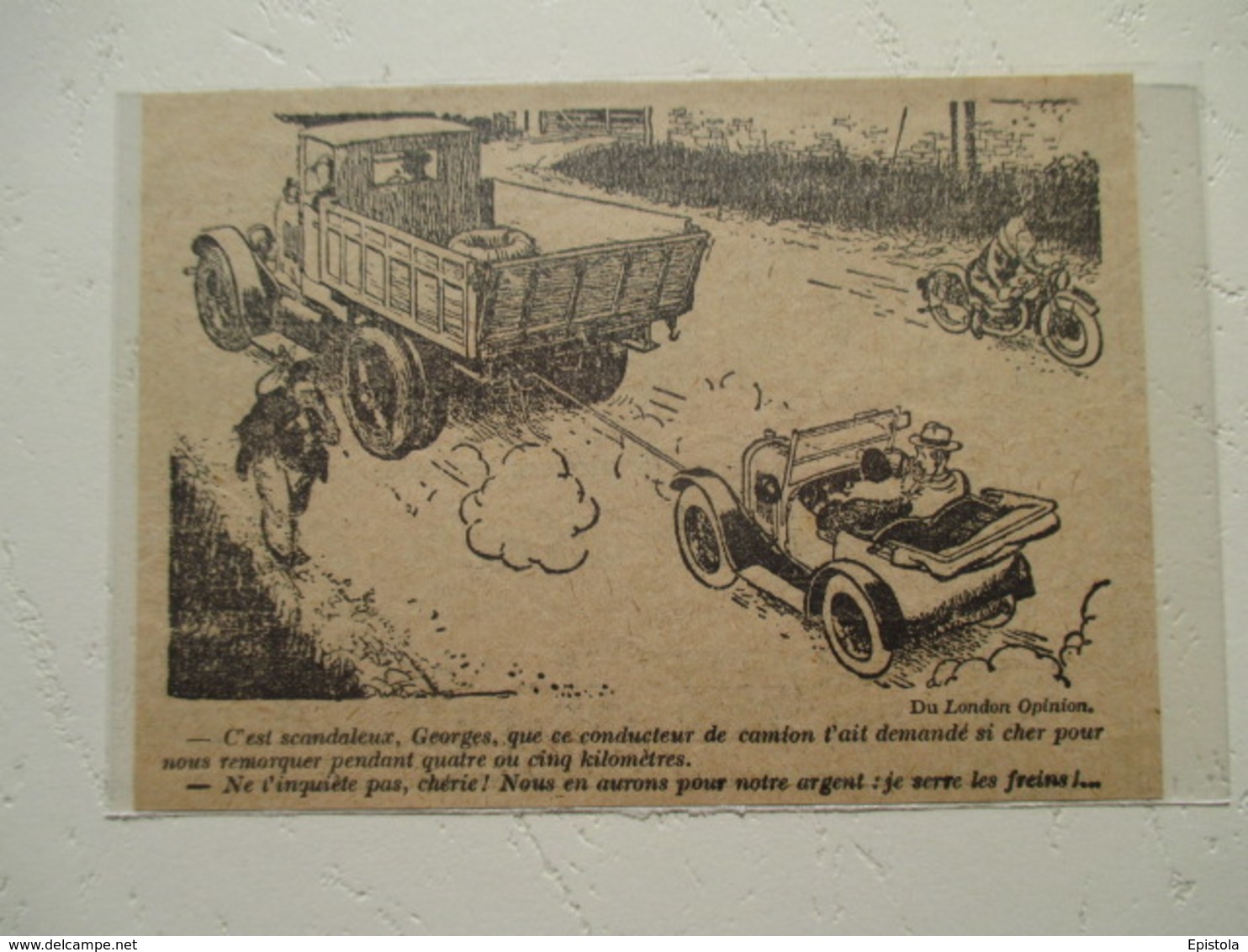 Humour Dépanage Remorquage Camion  Voiture - Coupure De Presse De 1929 - Camions