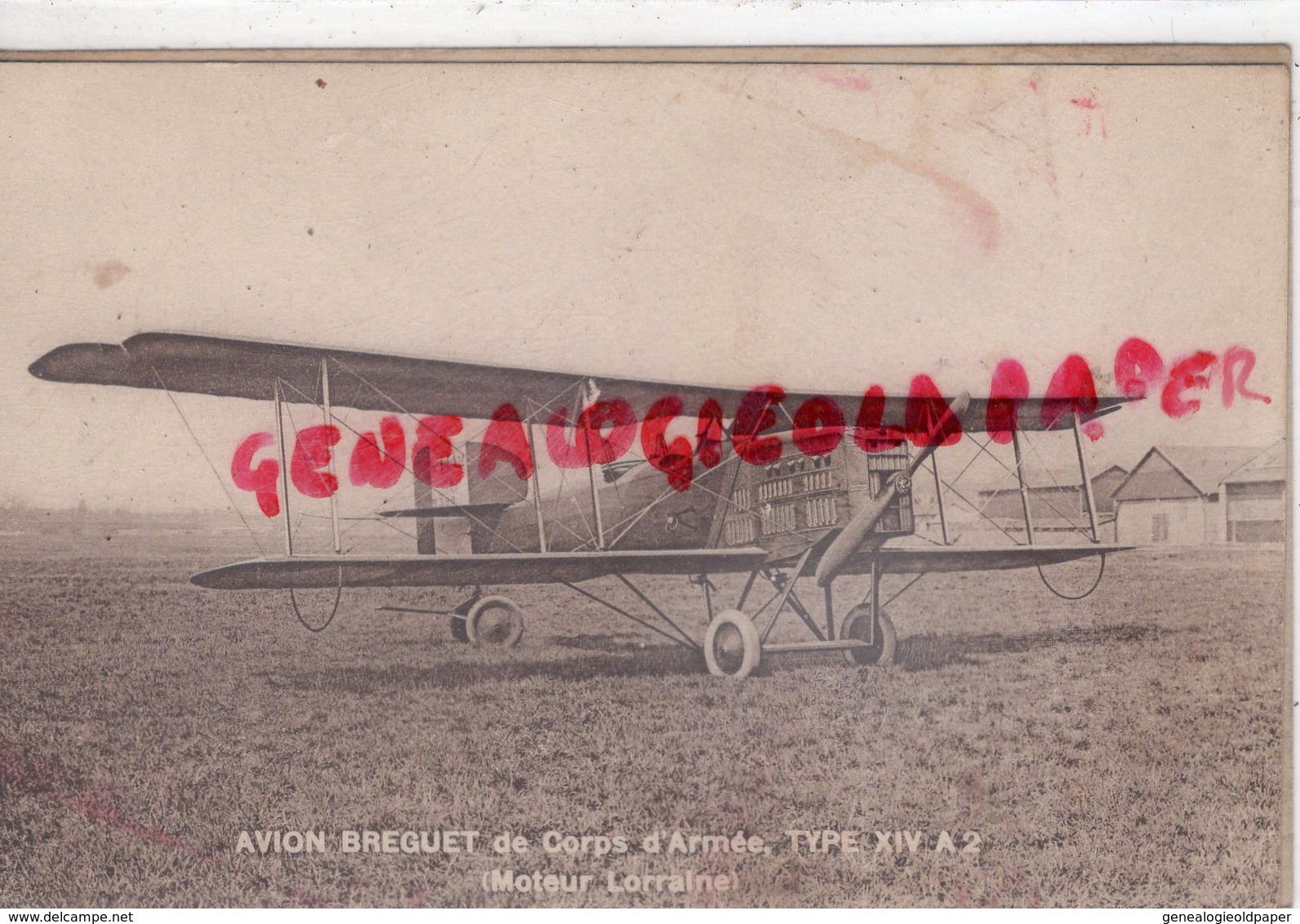 AVIATION - AVION BREGUET DE CORPS D' ARMEE  TYPE XIV A 2- MOTEUR LORRAINE - Aviatori