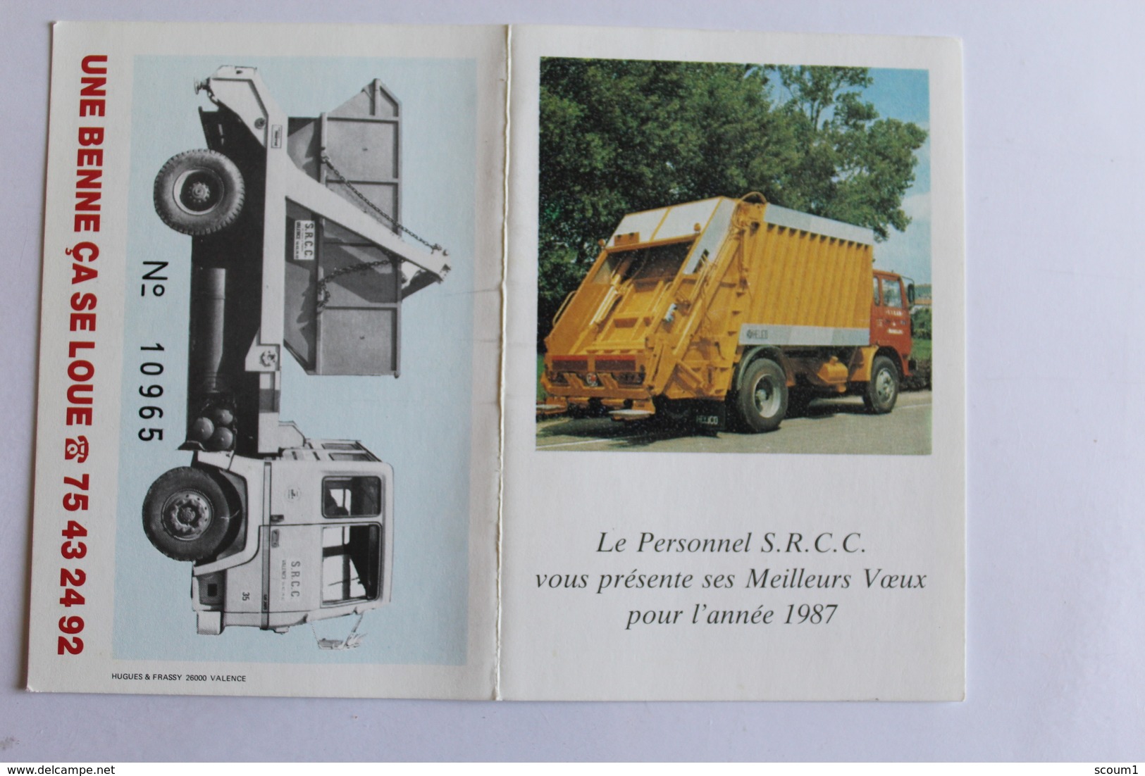 Petit Calendrier 1987 Offert Par  S R C C - Petit Format : 1981-90