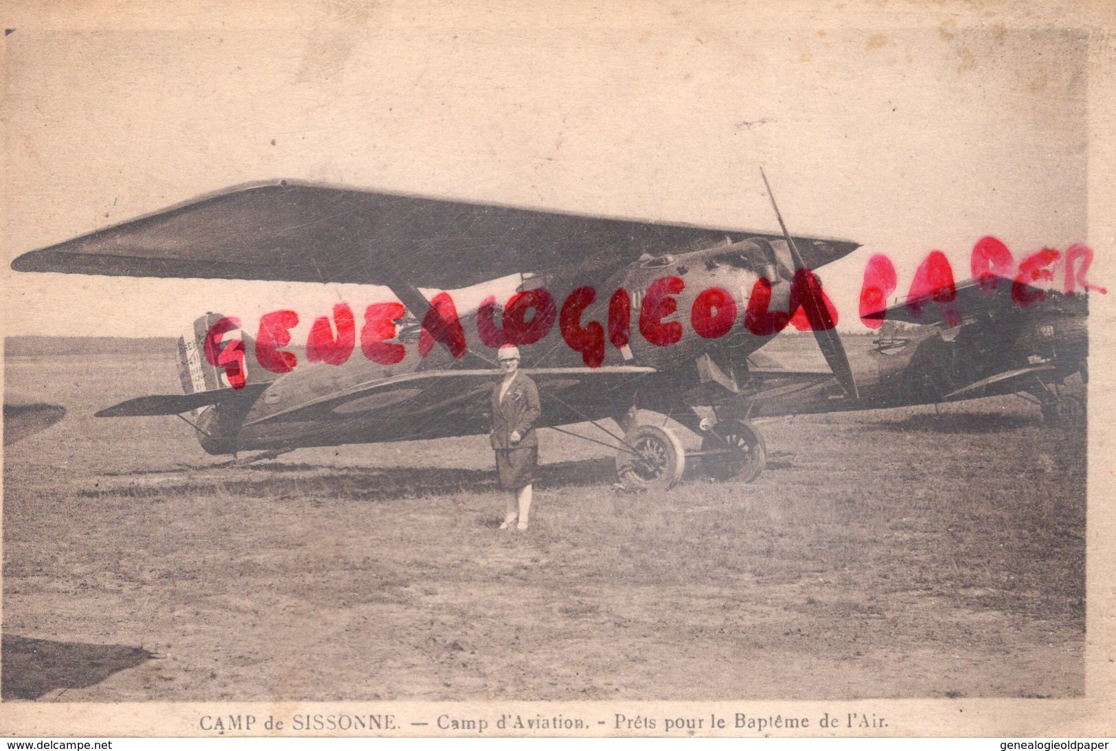 AVIATION - CAMP DE SISSONE - CAMP AVIATION - PRETS POUR LE BAPTEME DE L' AIR - AVION - Aviateurs