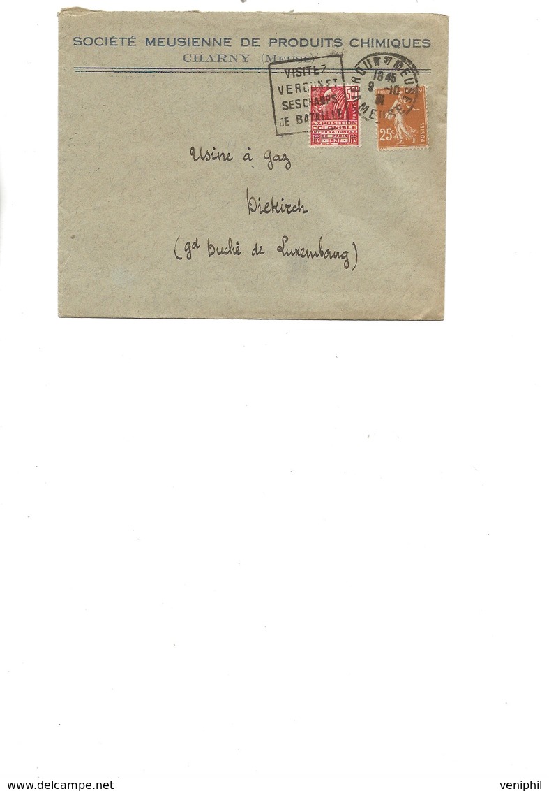 LETTRE OBLITERATION DAGUIN - VERDUN SUR MEUSE-1931 - VISITEZ VERDUN ET SES CHAMPS DE BATAILLE - - Handstempel