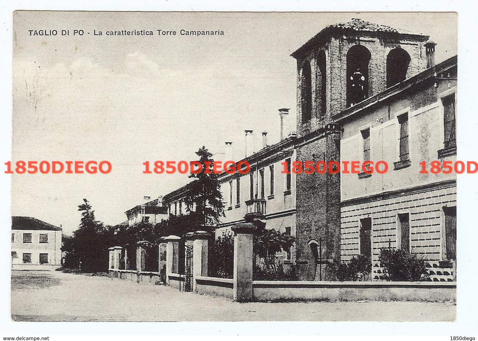 TAGLIO DI PO - LA CARATTERISTICA TORRE CAMPANARIA  F/GRANDE  VIAGGIATA 1954 - Rovigo