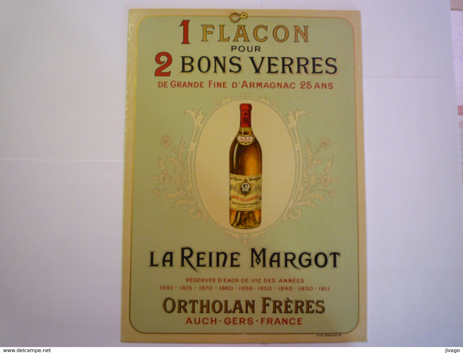 2020 - 4715  SUPERBE CARTON PUB  "ARMAGNAC La REINE MARGOT"  (Ortholan Frères  AUCH Gers)   (format 35 X 25cm)  XXX - Zonder Classificatie