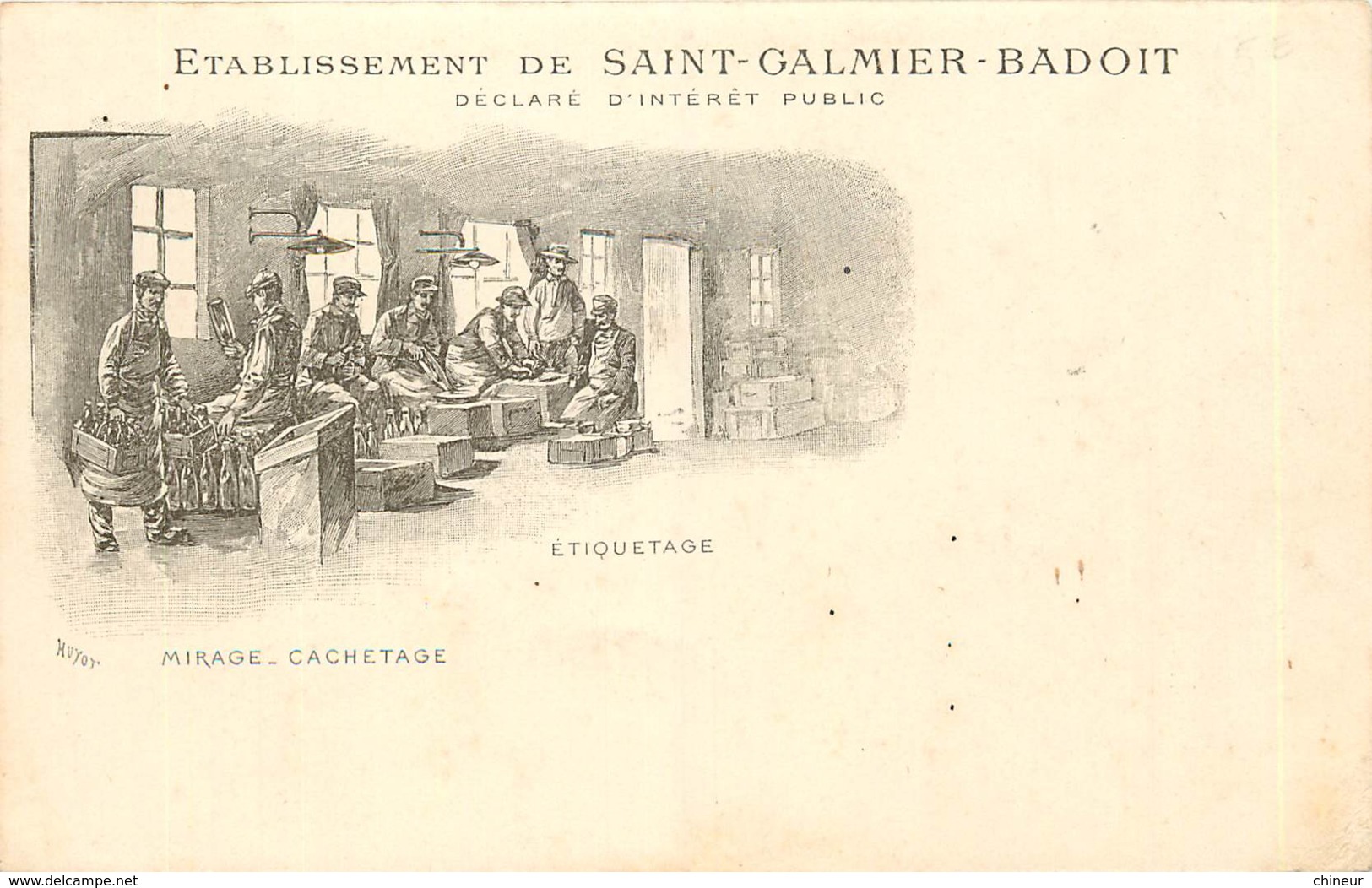 ETABLISSEMENT DE SAINT GALMIER BADOIT ETIQUETAGE MIRAGE CACHETAGE CARTE PRECURSEUR - Sonstige & Ohne Zuordnung