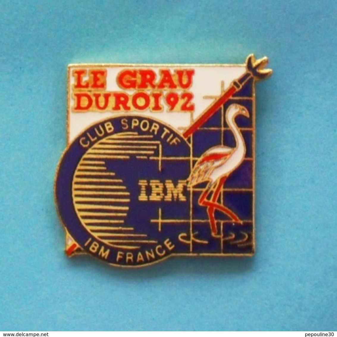 1 PIN'S //   ** IBM FRANCE / CLUB SPORTIF / FLAMANT ROSE & PIQUE DES GARDIANS / LE GRAU DU ROI / 92' ** - Informatique