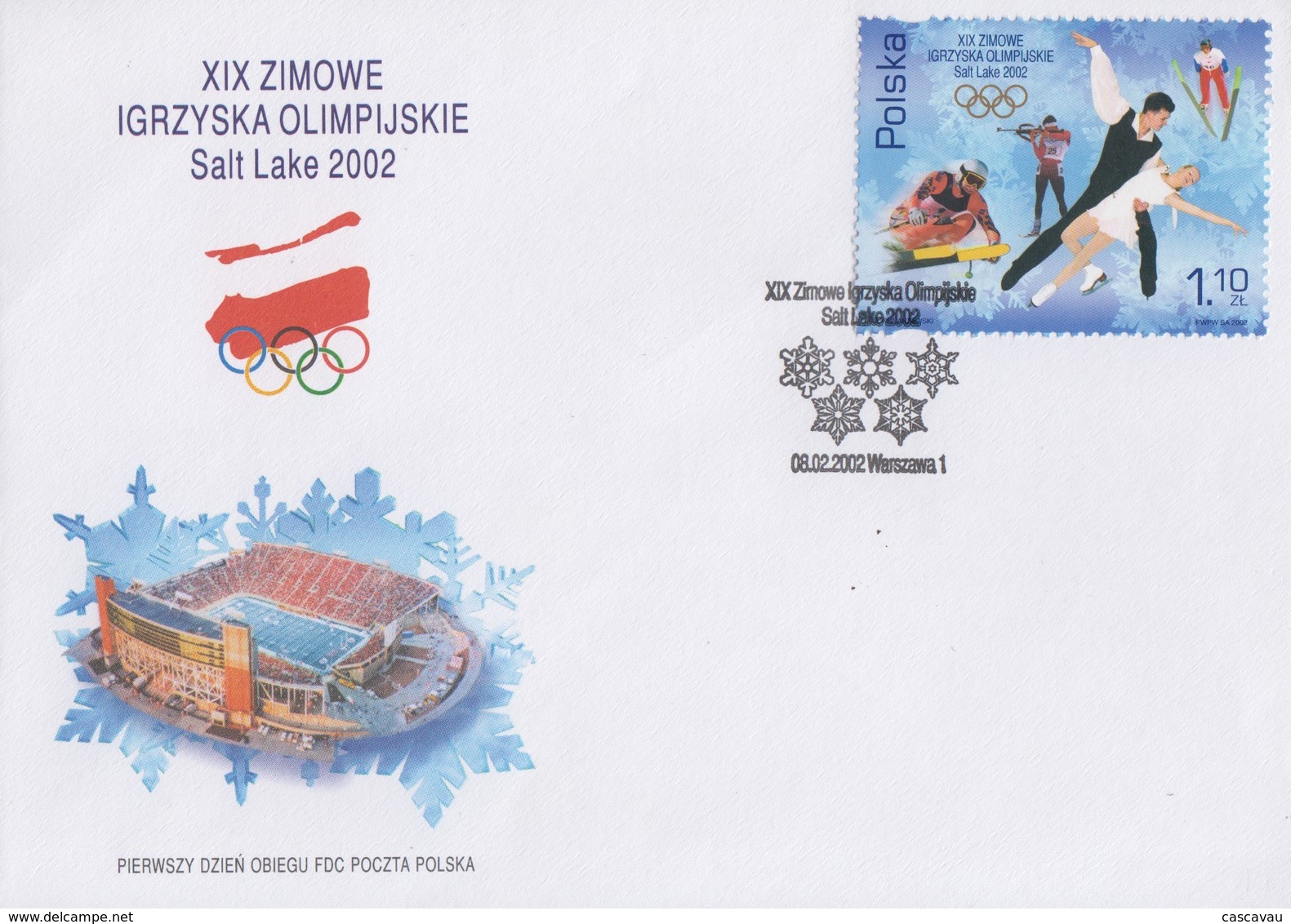 Enveloppe  FDC  1er  Jour   POLOGNE   Jeux  Olympiques  De  SALT  LAKE  CITY   2002 - Inverno2002: Salt Lake City