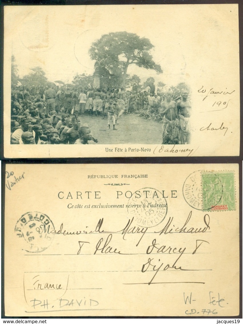 Dahomey 1905 Carte Postale Une Fête à Porto-Novo Avec Mi 9 - Dahomey