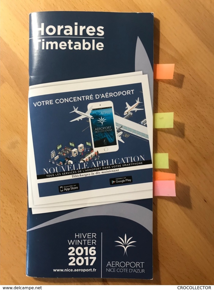 AEROPORT NICE COTE D'AZUR Horaires Timetable HIVER WINTER 2016 2017 - Zeitpläne