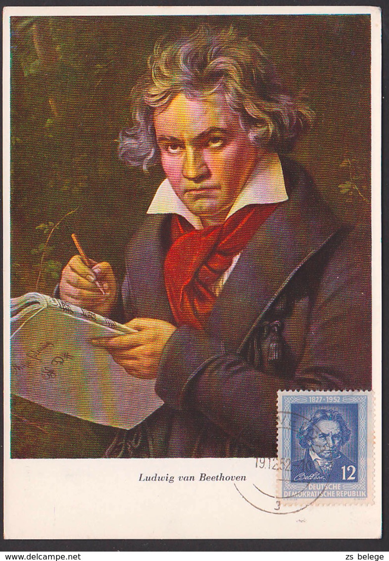 MC DDR 300, 12 Pf. Ludwig Van Beethoven, Komponist OSt. Weida Auf Ansichtskarte Verlag W. Classen Zürich - Maximumkarten (MC)