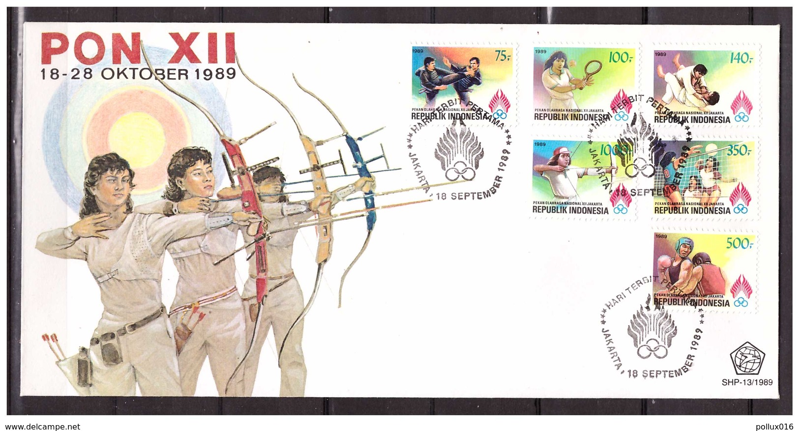 Indonesia 1989 FDC SHP13 PON XII Tennis Karate Judo Boxing Volleyball - Indonesia