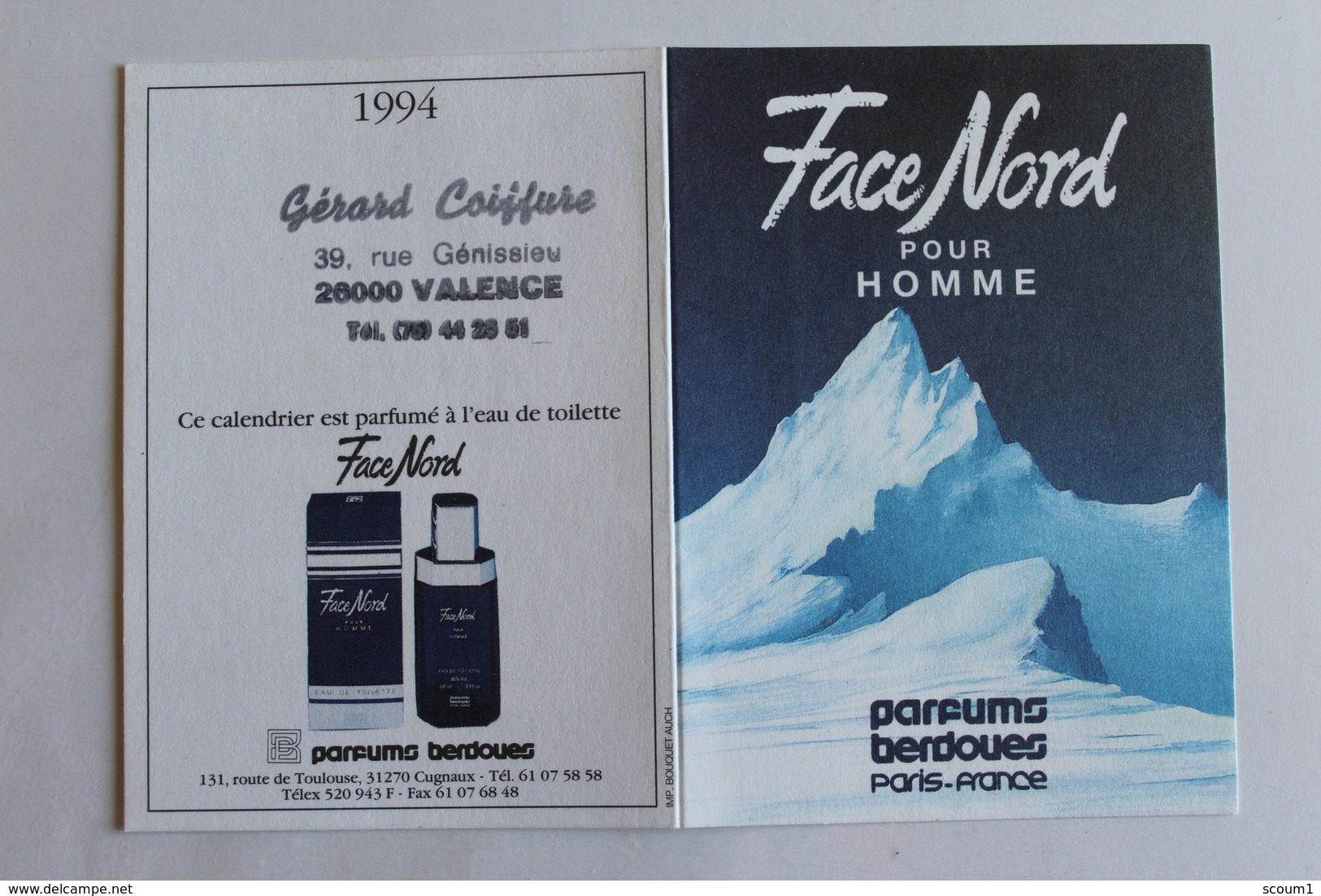 Petit Calendrier 1994parfum FACE NORD  Pour Homme - Petit Format : 1991-00