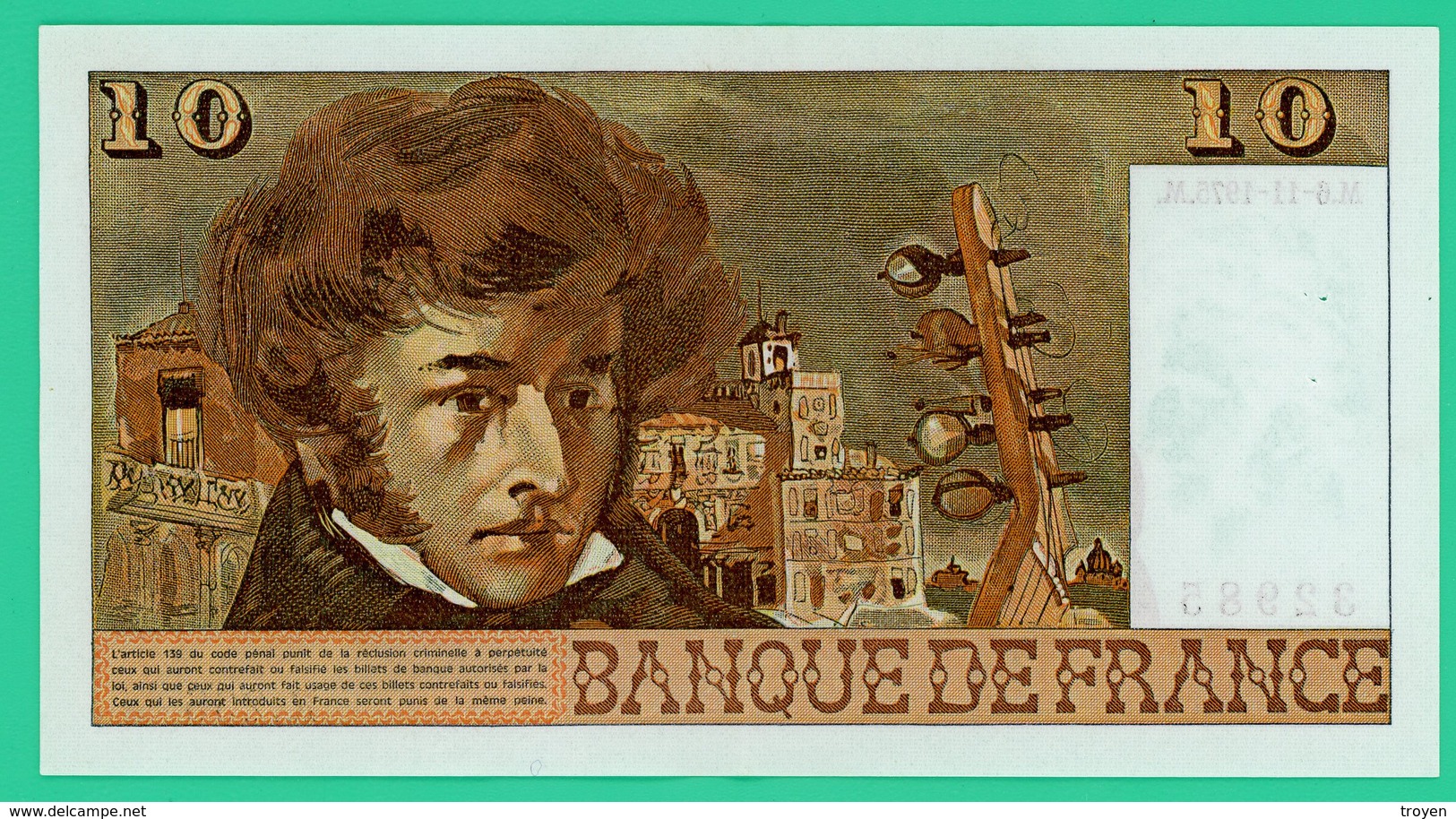 10 Francs - France - Berlioz - M.6-11-1975.M.  N° 32985/R.256. - Sup - 2 Trous D'épingle. - 10 F 1972-1978 ''Berlioz''