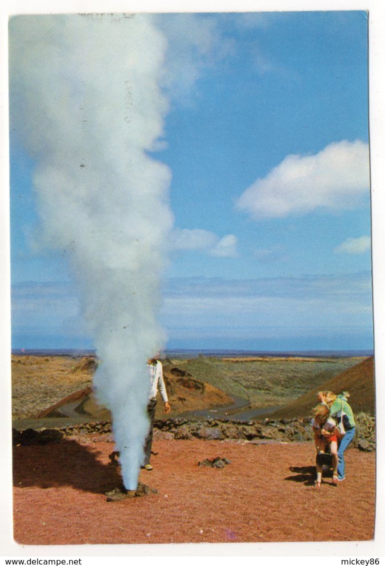 Espagne --LANZAROTE --1985--La Montagne De Feu (geyser , Animée)...timbre...cachet.. .........à Saisir - Lanzarote