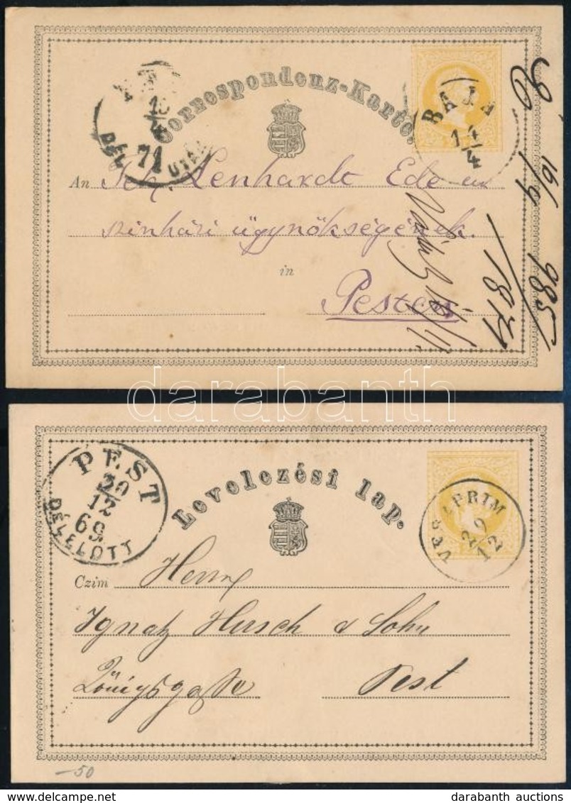 1869 2kr Díjjegyes Levelezőlap Nagyon Jelentős Díjjegy Eltolódással A Díjjegy Felirat Karte "E" Betűjébe "BAJA" - "PE(ST - Autres & Non Classés