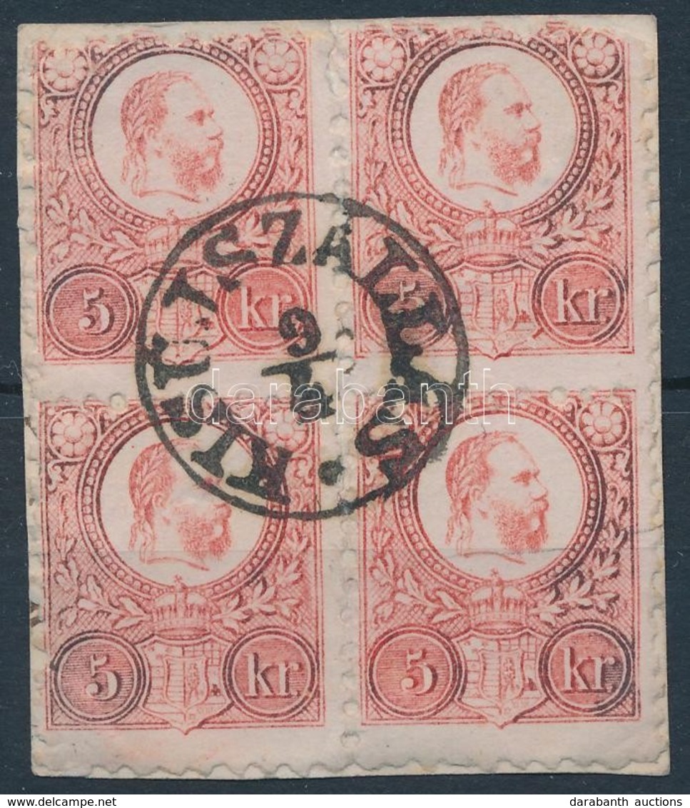 1871 Réznyomat 5kr Négyestömb "KISÚJSZÁLLÁS" Bélyegzéssel (MBK 800 P) - Autres & Non Classés